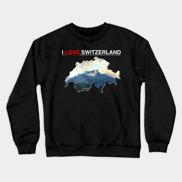 I Love Switzerland Map Mountains Crewneck Sweatshirt by PathblazerStudios